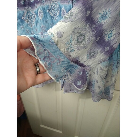 Alfred Dunner Woman 20W Semi Sheer Shirt Collared Ruffle Sleeve Cottage... - Picture 8 of 10